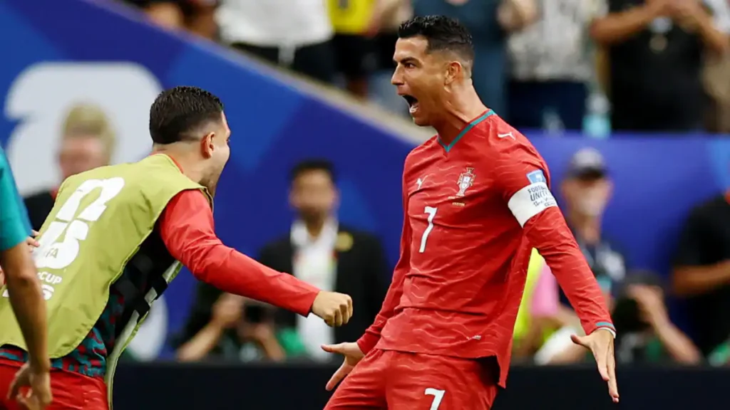 Cristiano Ronaldo celebrating goal Portugal v Uzbekistan FIFA World Cup 2026 Group K
